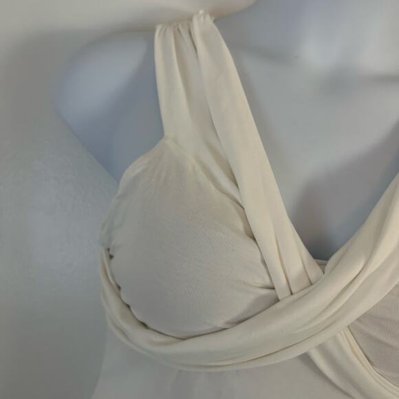 OGL Women's Criss Cross Off Shoulder Slim New Airy Brami Top Pure White XL New - Picture 4 of 9